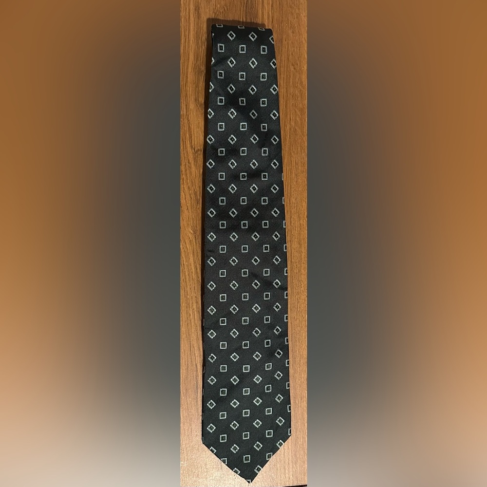 Massimo Bizzocchi Dark Green and Silver Geometric Tie
